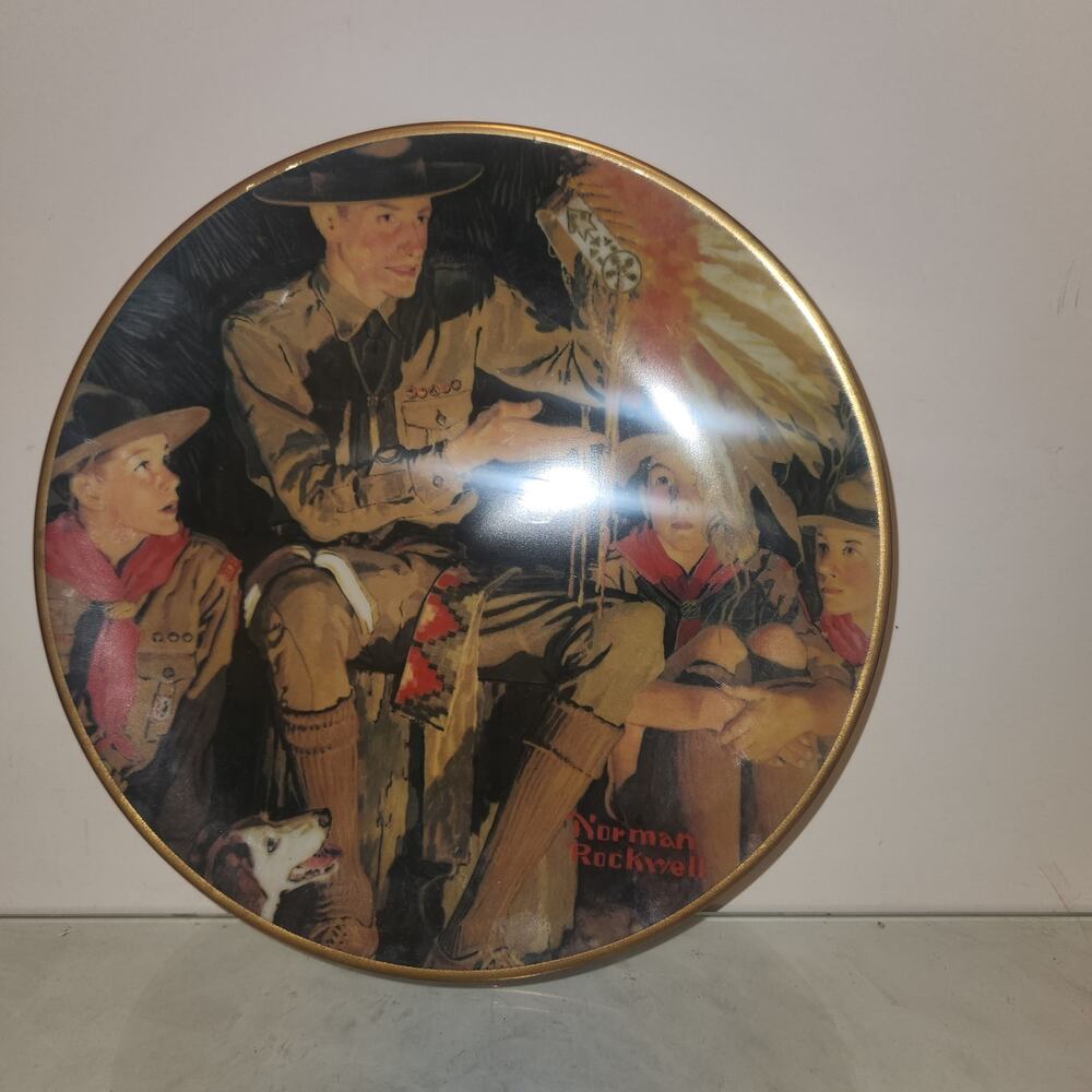 Norman Rockwell "The Campfire" Collectors Plate 8.5x8.5